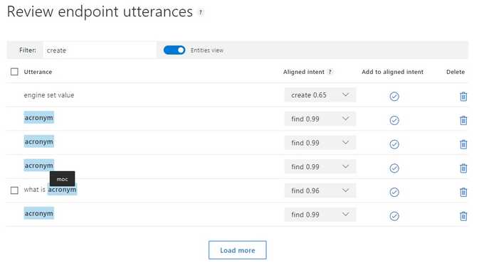 luis.ai training dashboard